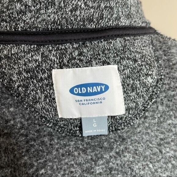 Mens Sweater Jacket Knit Size L Full Zip Long Sleeves Mock neck Gray - Picture 9 of 12